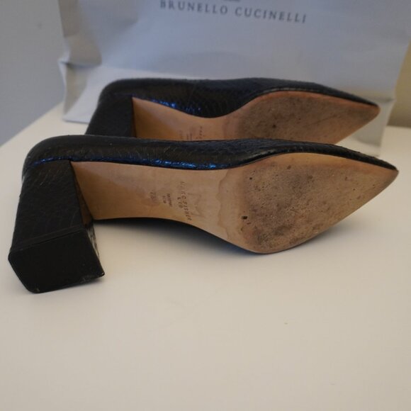 Marc Fisher Black Zala Snake Embossed Pumps Size 7 1/2 - Picture 6 of 7